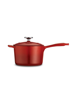 Tramontina Gourmet 2.5qt Enameled Cast Iron Sauce Pan With Lid Red