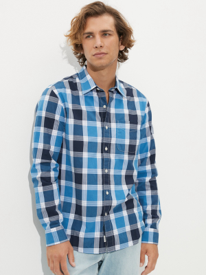 Ae Plaid Poplin Button-up Shirt