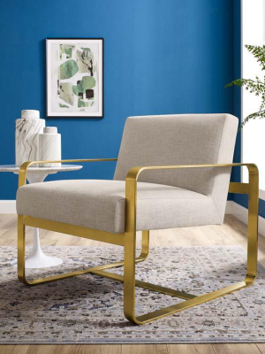 Asher Beige Upholstered Fabric Armchair