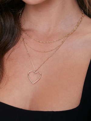 Heart Cutout Pendant Layered Necklace