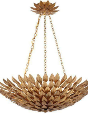 Broche 6 Light Leaf Pendant Chandelier