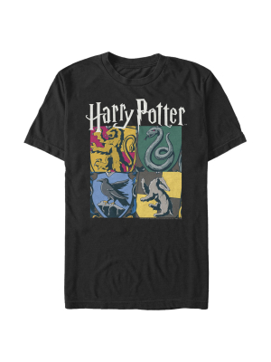 Men's Harry Potter Hogwarts Houses Vintage Collage T-shirt