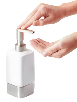 Gia Ceramic Soap Pump Dispenser White/brushed 12oz - Idesign