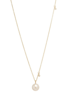 14k Pearl And Dangling Diamond Necklace