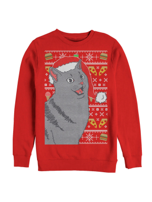 Women's Lost Gods Ugly Christmas Food Cat Sweatshirt