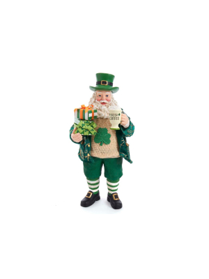 Kurt Adler 10.5" Fabriche Musical Irish Santa With Coffee Mug