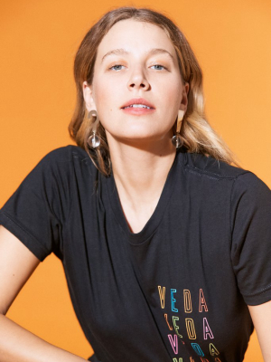 Veda Rainbow Logo Tee White