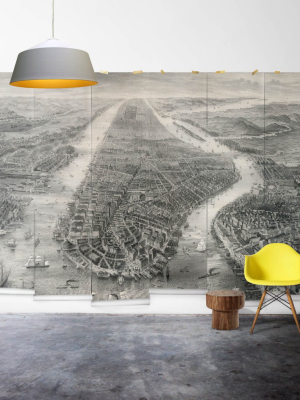 Old Manhattan Wall Mural From The Erstwhile Collection By Milton & King