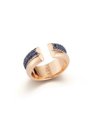 Thoby 18k Rose Gold And Blue Sapphire 2 Row Tubular Ring