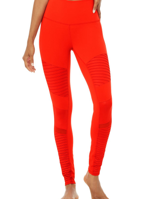 High-waist Moto Legging - Cherry