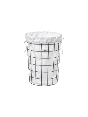 Wire Basket With Plain Laundry Bag - Medium