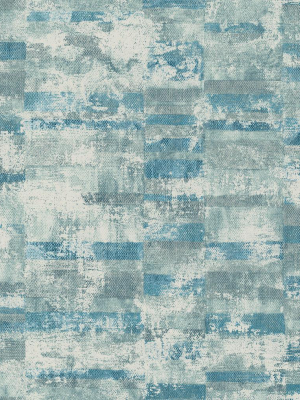 Gutenberg Wallpaper In Blue And Off-white From The Metalworks Collection By Seabrook Wallcoverings