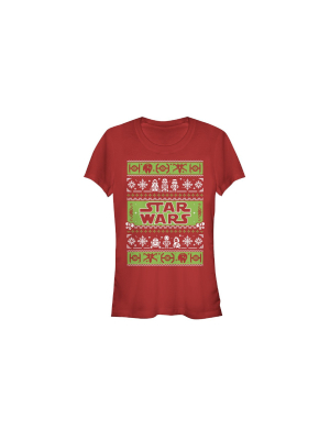 Junior's Star Wars Ugly Christmas Come To The Merry Side T-shirt