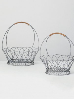 Sullivans Set Of 2 Baskets 15.25"h & 12.75"h White