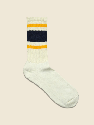 Retro Stripe Crew Sock - Navy/gold