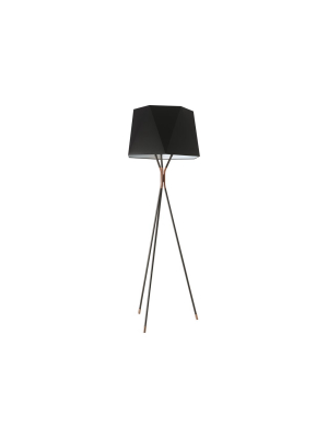 Solitaire Small Floor Lamp - Black Chinette Shade