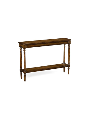 Country Living Style Narrow Walnut Console