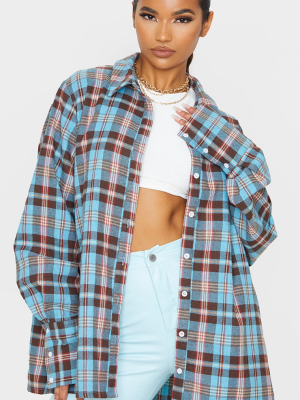 Baby Blue Checked Oversized Shirt