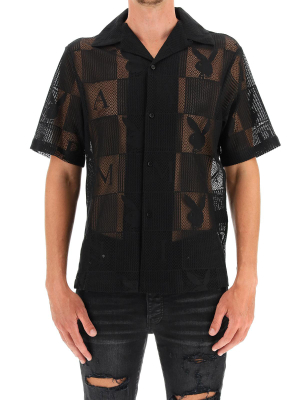 Amiri Playboy Patterned Mesh Short-sleeve Shirt