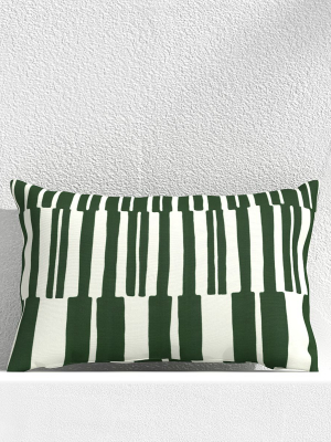 Striped Lines Green 20"x13" Outdoor Pillow