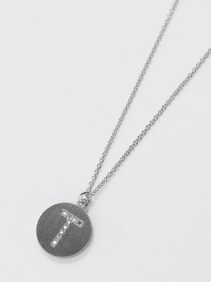 The "t" Initial Necklace In Silver