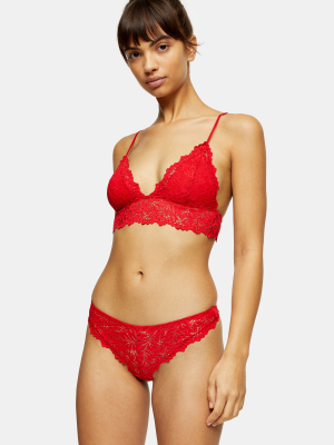 Red Leaf Lace Thong