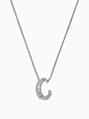 Effy Novelty 14k White Gold Diamond Initial Letter "c" Pendant, 0.22 Tcw