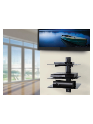 Wall Mounted Av Component Shelving System - 3 Shelves Black