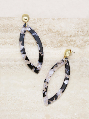 Large Resin Oval Drop Earrings In Black And White