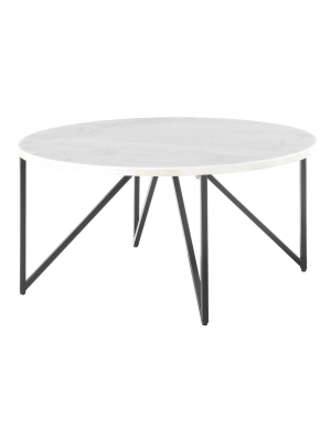 Kinsler Round Coffee Table White - Picket House Furnishings