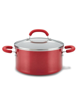 Rachael Ray Create Delicious 6qt Aluminum Nonstick Stock Pot With Lid Red