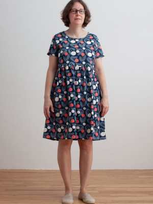 Women's Stockholm Dress - Dahlias Night Sky