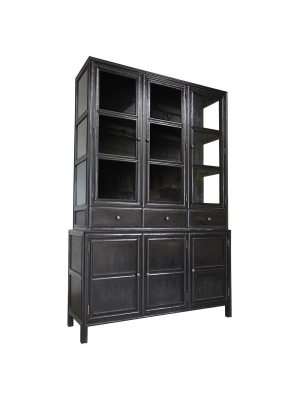 Noir Colonial Hand Rubbed Black Hutch