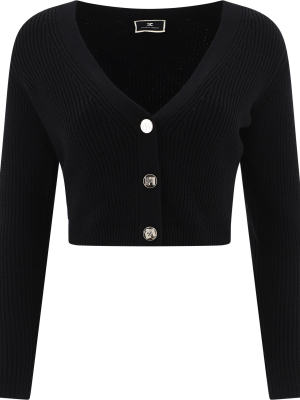 Elisabetta Franchi Ribbed Cropped Cardigan