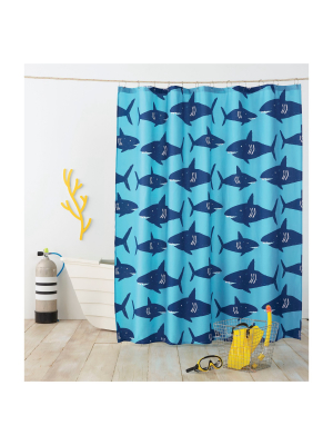 Shark Shower Curtain Navy - Pillowfort™