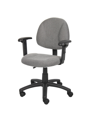 Deluxe Posture Chair With Adjustable Arms Gray - Boss Office Products