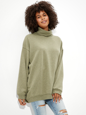 Ae Fleece Oversized Turtleneck Sweatshirt