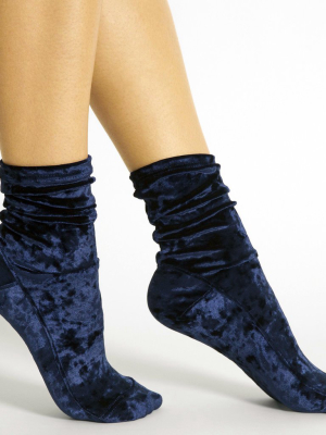 Darner Black Crushed Velvet Socks