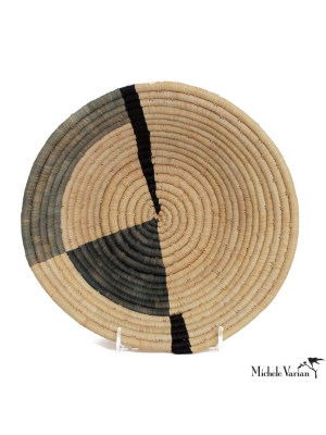 Gray Geo Medium Raffia Bowl