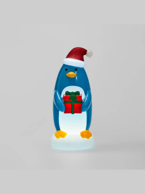 Lit Blow Mold Penguin Decorative Figurine Blue - Wondershop™