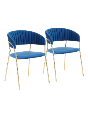 Set Of 2 Tania Contemporary/glam Chair Blue - Lumisource