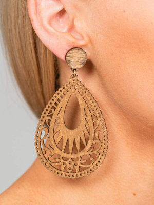 Mallory Tear Drop Wood Earrings