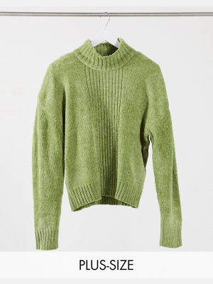 Wednesday's Girl Curve High Neck Sweater In Chenille