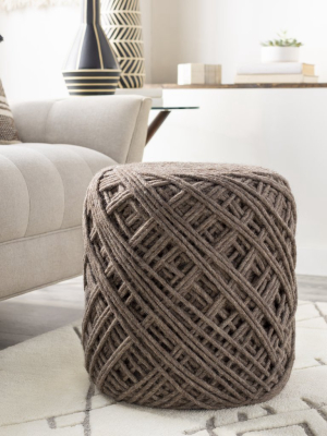 Xena Hand Woven Pouf In Black