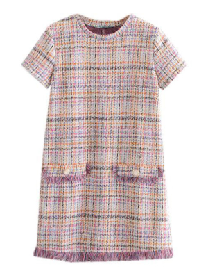 'sonia' Short Sleeve Tweed Mini Dress
