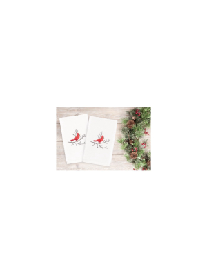 2pk Cardinal Hand Towel Set White - Linum Home Textiles