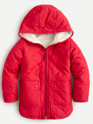Girls' Reversible Quilted Sherpa Jacket With Eco-friendly Primaloft®