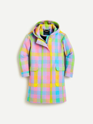 Duffle Coat In Plaid Italian Stadium-cloth Wool