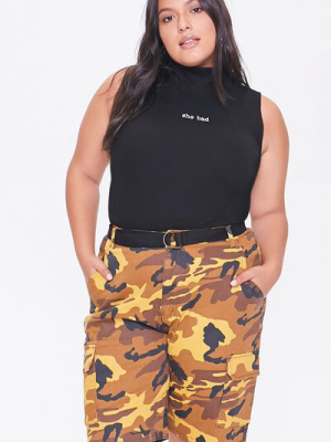 Plus Size Camo Cargo Shorts