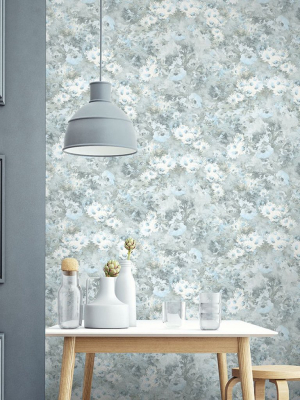 Daisy Wallpaper In Blue, Green, And Yellow From The French Impressionist Collection By Seabrook Wallcoverings